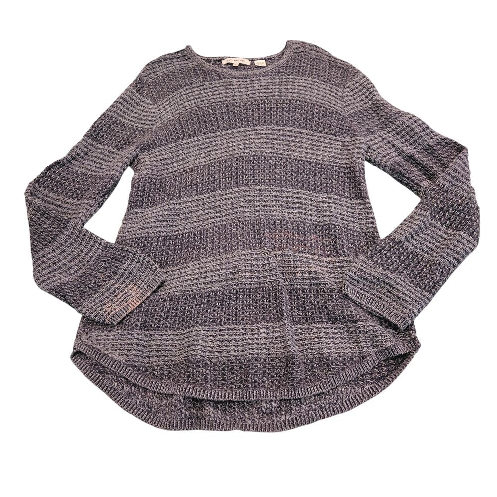 Eight Eight Eight Textured Waffle Knit Sweater Blue Gray Size L 100% Cotton